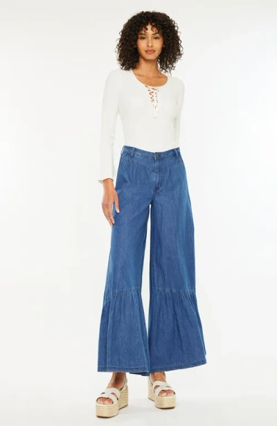 Kancan Daria Ultra High Rise Wide Jeans In Dark Wash