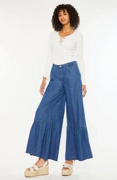 Kancan Daria Ultra High Rise Wide Jeans In Dark Wash