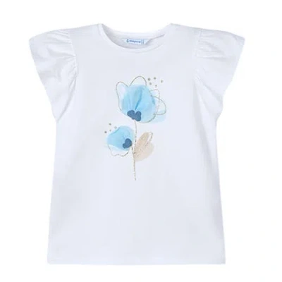 Mayoral Floral Detail T-shirt In Ivory