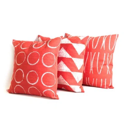 Mbare Sadza Circles Pillow Cover In Coral