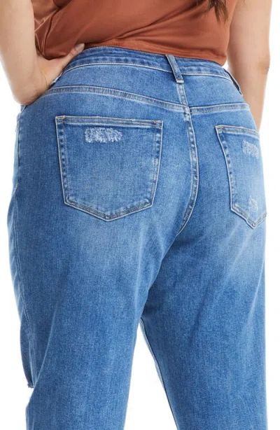 Bayeas High Rise Distressed Relaxed Boyfriend Jeans In Midnight Thunder