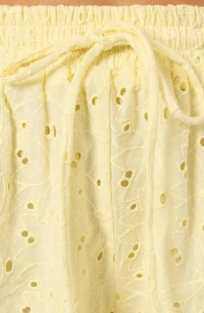 Petal And Pup Petal & Pup Dazie Eyelet Drawstring Shorts In Yellow