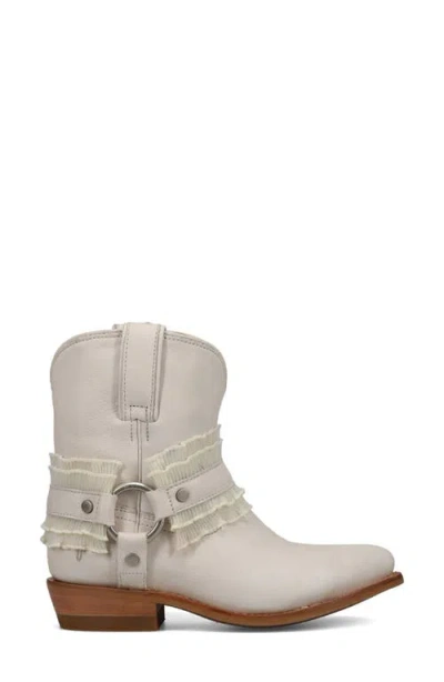 Frye Billy Harness Ruffle Booties In White