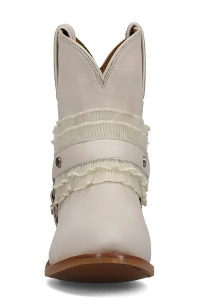 Frye Billy Harness Ruffle Booties In White