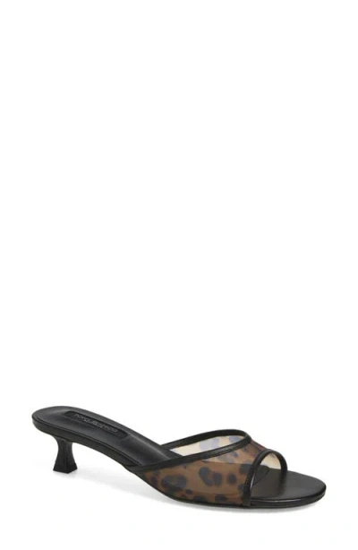 Tony Bianco Pru Kitten Heel Slide Sandal In Leopard Nylon