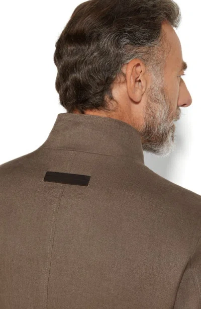 Zegna Beige Linen And Wool Il Conte Jacket In Medium Brown Solid