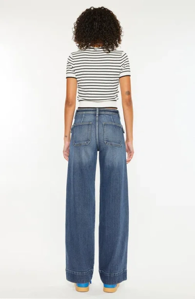 Kancan Luka High Rise Wide Leg Jeans In Dark Wash