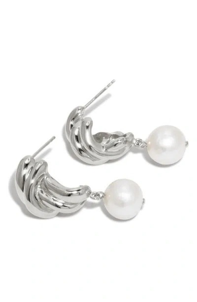 Completedworks Freshwater Pearl Drop Earrings In Silver Plated