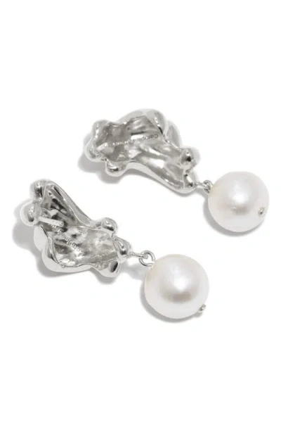 Completedworks Freshwater Pearl Drop Earrings In Silver Plated