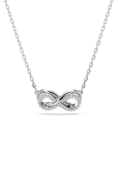 Swarovski Hyperbola Infinity Pendant Necklace, 15" + 2-3/4" Extender In White