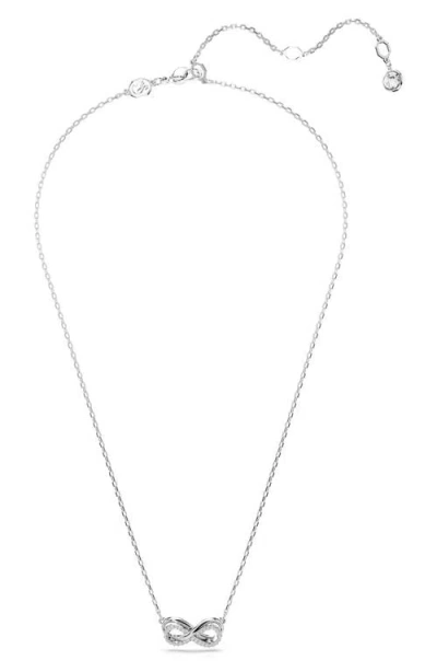 Swarovski Hyperbola Infinity Pendant Necklace, 15" + 2-3/4" Extender In White
