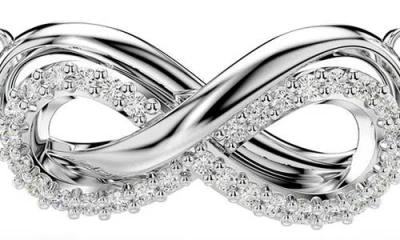 Swarovski Hyperbola Infinity Pendant Necklace, 15" + 2-3/4" Extender In White