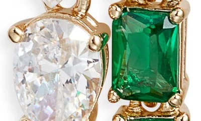 Nadri Emerald Isle Cubic Zirconia Double Linear Drop Earrings In Gold With Green