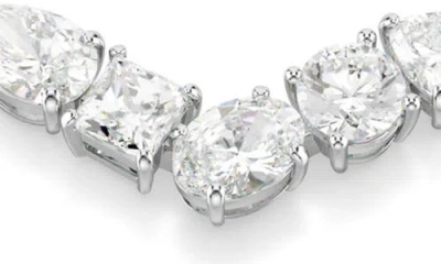 Swarovski Mesmera Mixed Cut Collar Necklace & Drop Earrings Set In Rhodium Plated In White