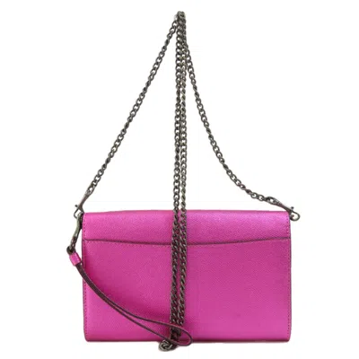 Pre-owned Coach Pink Leather Chain/shoulder Wallet ()