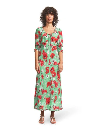 Ro&zo Red Poppy Print Tie Front Dress In Red