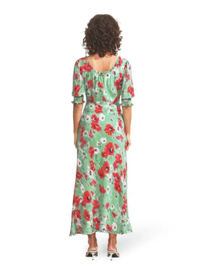 Ro&zo Red Poppy Print Tie Front Dress In Red