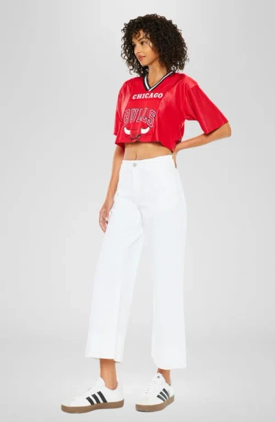 Kancan Lindsay High Rise Cropped Wide Leg Jeans In White In White