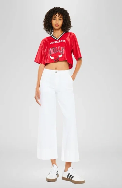 Kancan Lindsay High Rise Cropped Wide Leg Jeans In White In White