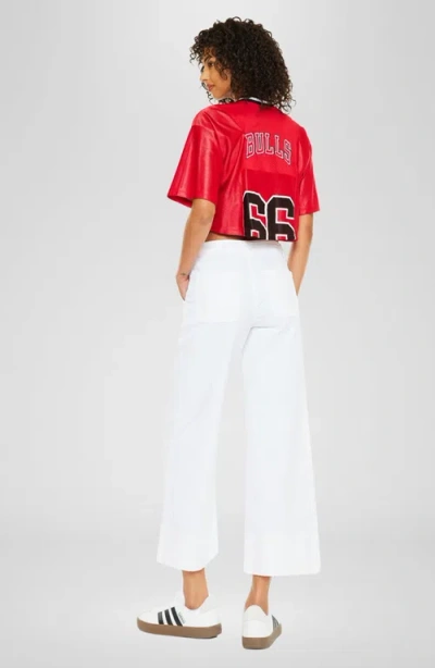 Kancan Lindsay High Rise Cropped Wide Leg Jeans In White In White