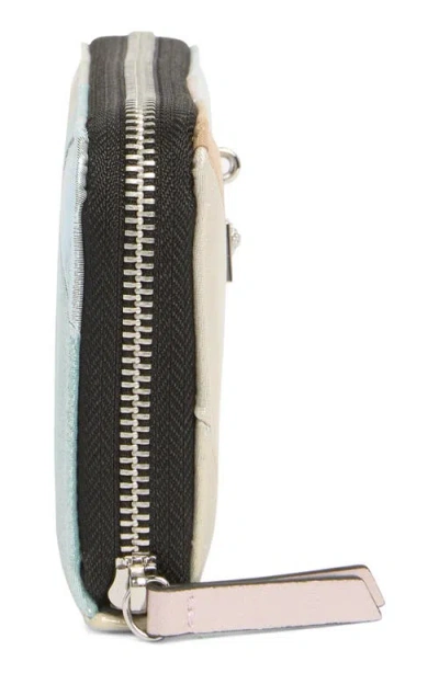 Kurt Geiger London Stripe Leather Zip Around Wallet In Open Grey