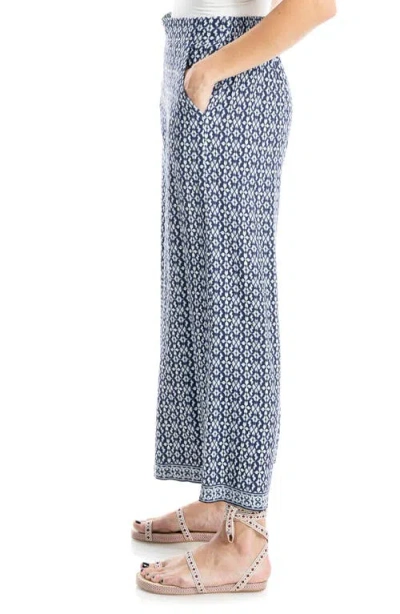 Max Studio Wide Leg Pull-on Crop Pants In Blue