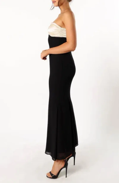 Petal And Pup Petal & Pup Cecilia Two Tone Strapless Maxi Dress In Black