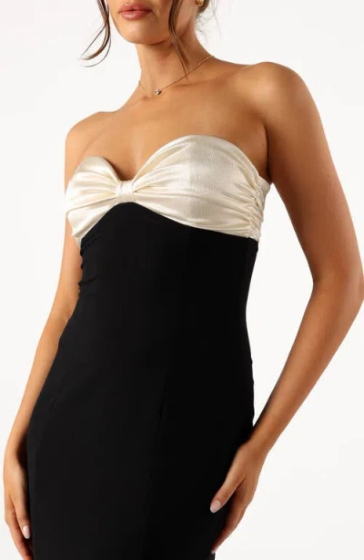 Petal And Pup Petal & Pup Cecilia Two Tone Strapless Maxi Dress In Black