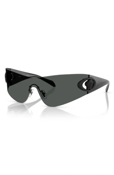 Versace Eclipse 142mm Rimless Wrap Shield Sunglasses In Dark Grey