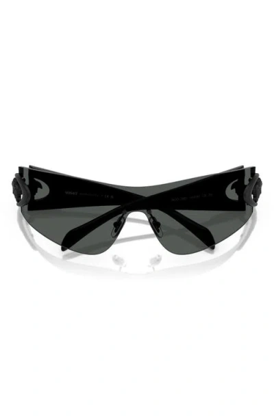 Versace Eclipse 142mm Rimless Wrap Shield Sunglasses In Dark Grey