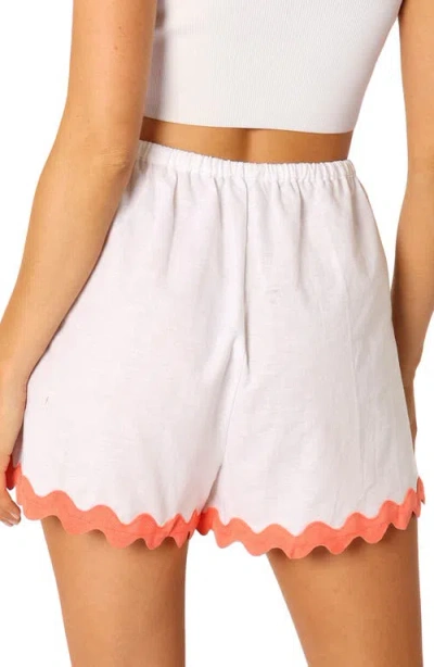 Petal And Pup Petal & Pup Harry Rickrack Trim Cotton & Linen Drawstring Shorts In White