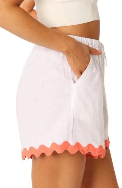Petal And Pup Petal & Pup Harry Rickrack Trim Cotton & Linen Drawstring Shorts In White