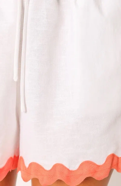 Petal And Pup Petal & Pup Harry Rickrack Trim Cotton & Linen Drawstring Shorts In White