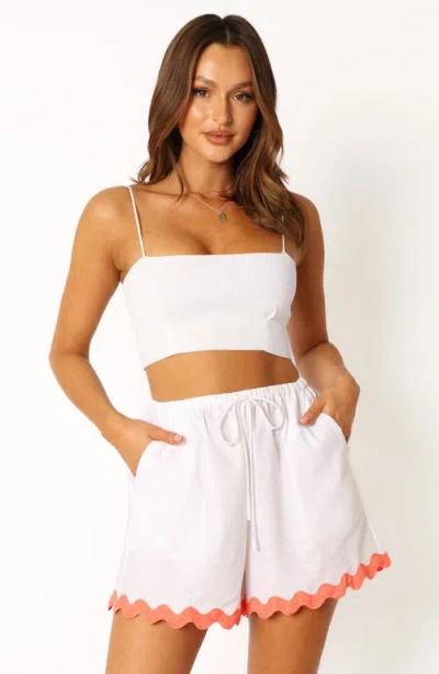 Petal And Pup Petal & Pup Harry Rickrack Trim Cotton & Linen Drawstring Shorts In White
