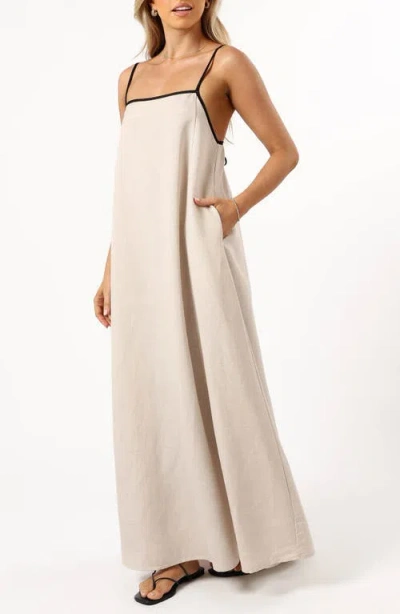 Petal And Pup Petal & Pup Elliana Sleeveless Linen Blend A-line Maxi Dress In Beige