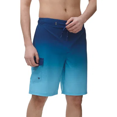 Rokka&rolla 4-way Stretch Performance Board Shorts In Blue Wave Gradient