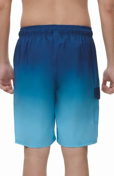 Rokka&rolla 4-way Stretch Performance Board Shorts In Blue Wave Gradient