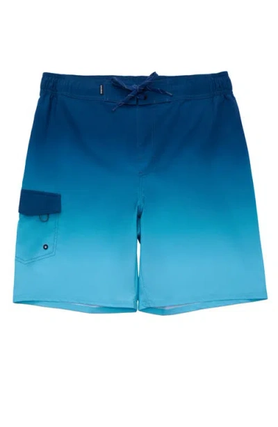Rokka&rolla 4-way Stretch Performance Board Shorts In Blue Wave Gradient