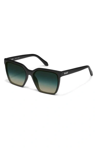Quay Level Up 60mm Square Sunglasses In Matte Black/palm Taupe