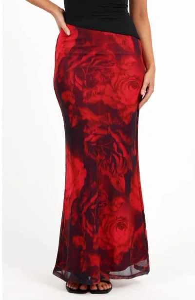 Petal And Pup Petal & Pup Cici Leopard Print Mesh Maxi Skirt In Red