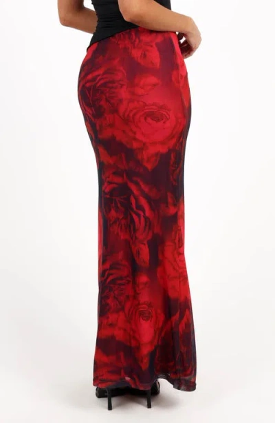 Petal And Pup Petal & Pup Cici Leopard Print Mesh Maxi Skirt In Red