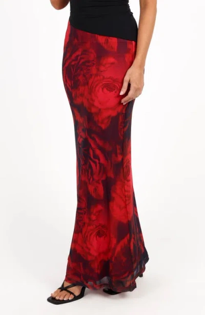 Petal And Pup Petal & Pup Cici Leopard Print Mesh Maxi Skirt In Red