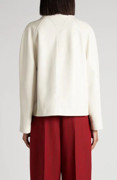 Bottega Veneta Leather Collared Jacket With Front And Lateral Pockets In 9247 Pale Meringue