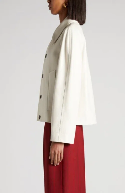 Bottega Veneta Leather Collared Jacket With Front And Lateral Pockets In 9247 Pale Meringue