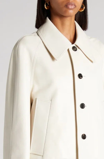 Bottega Veneta Leather Collared Jacket With Front And Lateral Pockets In 9247 Pale Meringue