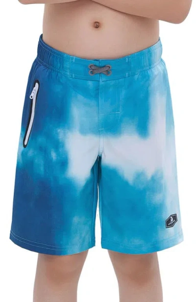 Rokka&rolla Kids' 4-way Stretch Quick-dry Swim Trunks With Mesh Lining And Upf 50+ Protection In Ocean Wave