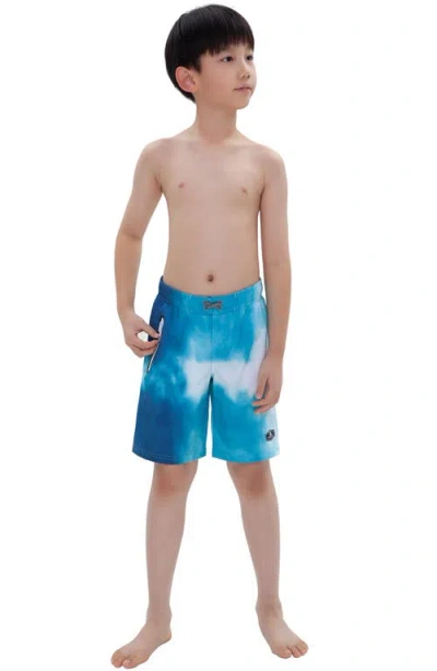 Rokka&rolla Kids' 4-way Stretch Quick-dry Swim Trunks With Mesh Lining And Upf 50+ Protection In Ocean Wave
