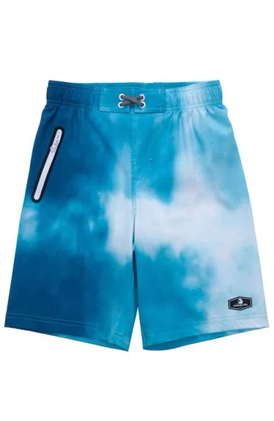 Rokka&rolla Kids' 4-way Stretch Quick-dry Swim Trunks With Mesh Lining And Upf 50+ Protection In Ocean Wave