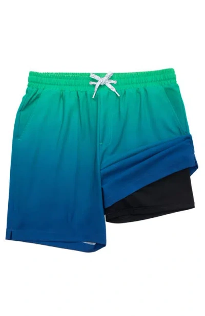 Rokka&rolla Compression Liner Stretch Swim Trunks Upf 50+ In Emerald Bay