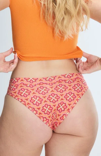 Savage X Fenty Essentials Cotton Blend Cheeky Briefs In Posh Pink Optical X Print